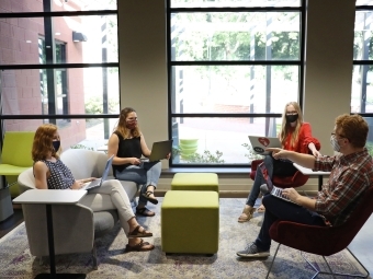 College Crisis Initiative Students and Chris Marsicano Meet Masked at Hub