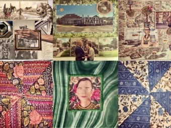 Maggie McCarthy Art's is a grid of collages and quilt squares