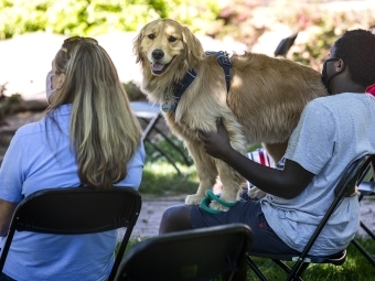 Student at Verna Case with Dog