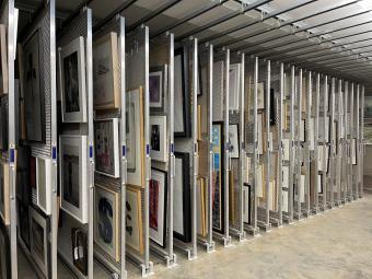 storage racks with art