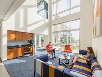 Students Studying on Laptops in Davidson College's Wall Academic Center