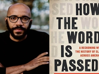 Clint Smith headshot alongside his book cover, How the Word is Passed