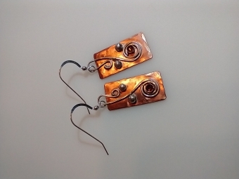 Copper earrings by Ellen Morrissey