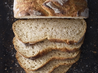 Loaf of freshly baked sliced bread