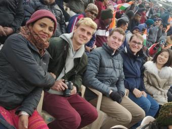 Davidson Professor Jha with student group in India 