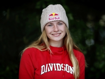 Davidson Olympian Evy Leibfarth '25 headshot in Davidson College sweatshirt