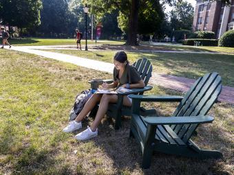 Student Studying Outside