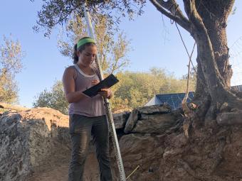 Davidson Student Eleanor Lilly at archaeolgical dig site in Portugal