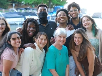 Group photo of students with professor