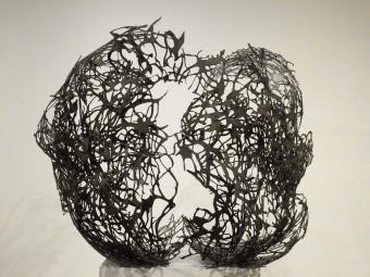 plasma-cut steel sculpture of brain by Davidson College student Adrienne Lee '21