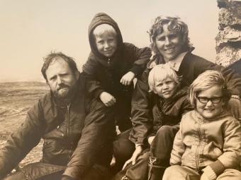 Vintage sepia photo of the Holland family in Norway