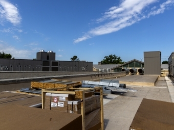 Roof of Wall Center with materials for Davidson greenhouse construction