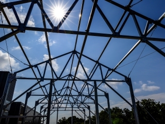 completed roof frames of Davidson College greenhouse