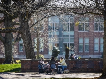 Prof. Jonathan Berkey Meets with Students Outside