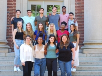 Group of Davidson students on stairs of Chambers building