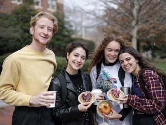 Friends Posing with Donuts