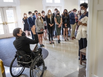 Phi Beta Kappa Initiates Lining Up with Dr. Stutts