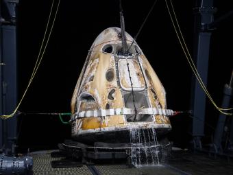 NASA Crew Dragon “Endurance” is brought aboard the SpaceX recovery ship