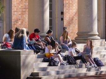 Group of students meeting in front of Chambers