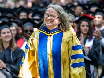 Kimbrough Professor of Mathematics Laurie Heyer accepts the Hunter-Hamilton Love of Teaching Award