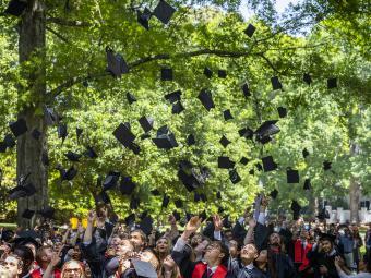 caps in air at 2022 commencement