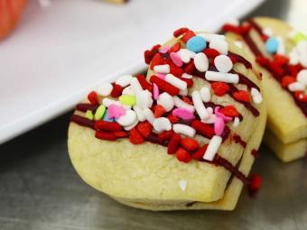 Heart shaped cookie with sprinkles