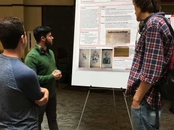 Student presenting research