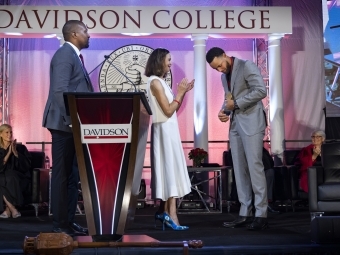 Steph Curry with Chris Clunie and Carol Quillen During Curry for 3