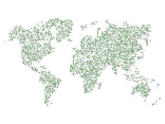 Map of World in Green Dots
