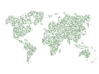 Map of World in Green Dots