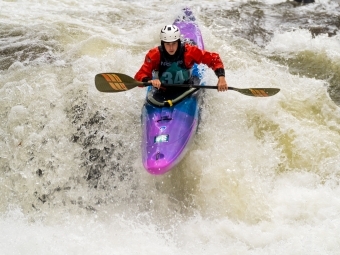 Ben Atherton '26 kayaks Green River Race