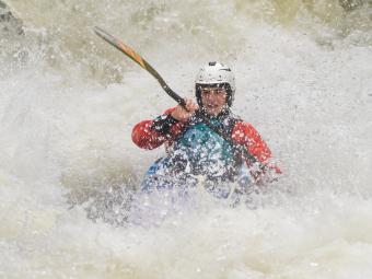 Ben Atherton '26 kayaks Green River Race