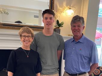 Jordan ’77 and Patti Clark ’77 with Will Fry ’25