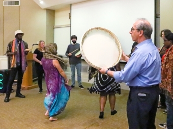 Iranian musician Shahram Mazhari with students
