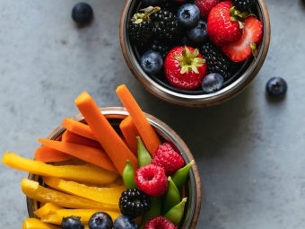 chopped fruits and veggies