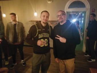 David Dennis Jr and Stephen Curry at an event