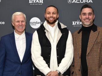 McKillop, Curry and Richards standing together at Sundance Film Premiere