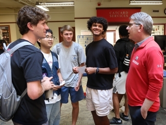 President Doug Hicks with Students at All In For Davidson