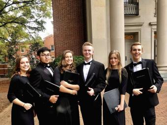 Fenner with members of the Davidson College Chorale