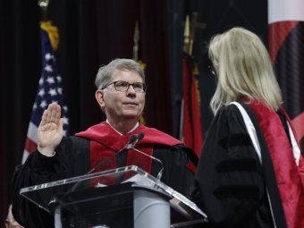 Inauguration of President Hicks -- new president being sworn in