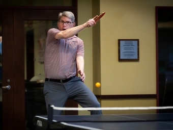 Doug Hicks playing ping pong