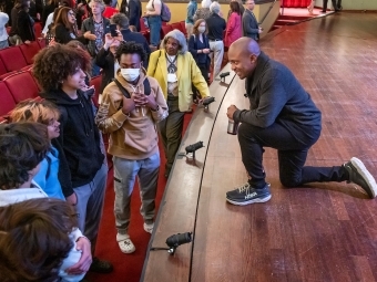 Unveiling of the Commemoration Design - Hank Willis Thomas speaking to students