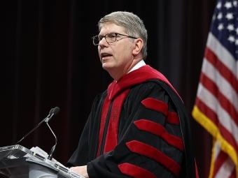 President Douglas Hicks at the podium during the 2023 Inauguration