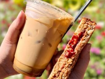 iced coffee and peanut butter and jelly