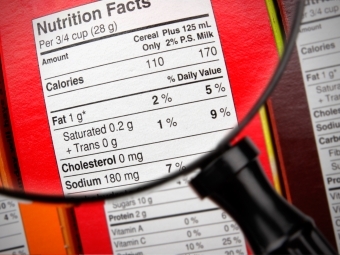 Nutrition Facts under magnification