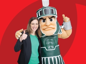 Flewlaird and Michigan State University mascot