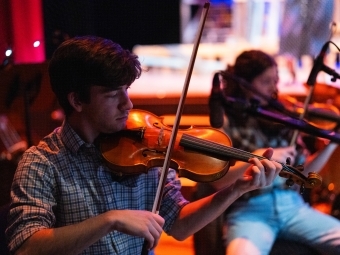 Appalachian Ensemble playing at the production of Bright Star