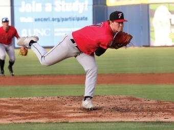 Davidson's Nolan Devos Pitching in a baseball game