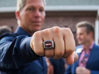 A championship ring at the 2017 team reunion