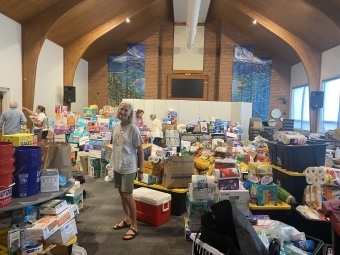 BMPC distributes a stock of food, supplies and other donations to the community.